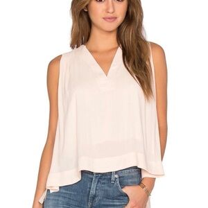 Free People XS Darcy Super V Top Chiffon Overlay Draped Sleeveless Flowy Blouse